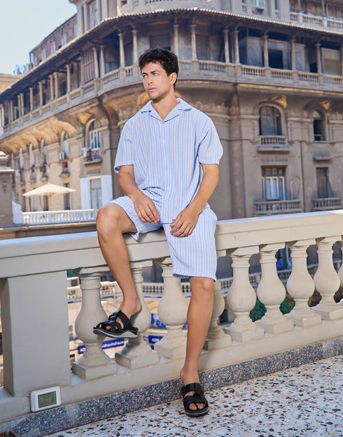 Casual oversized striped linen
