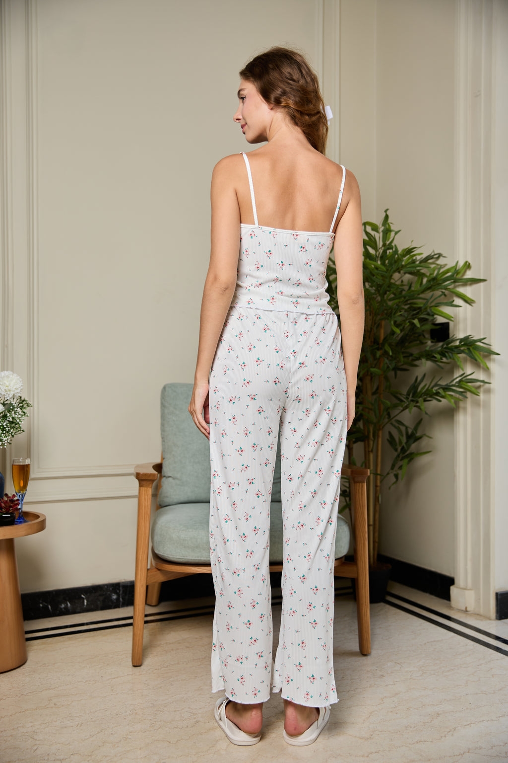 Floral Ribbed Lounge Set